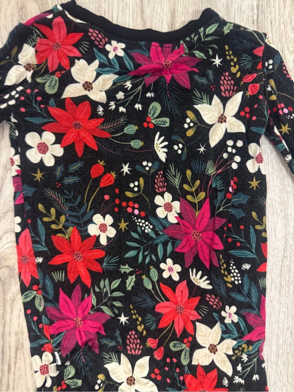 Girls Holiday Poinsettia Floral Pajama Set by Little Sleepies